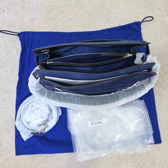 Le Tanneur Emie Large Shoulder Bag Prussian Blue Denim Suede Luxe Tote - Picture 7 of 9